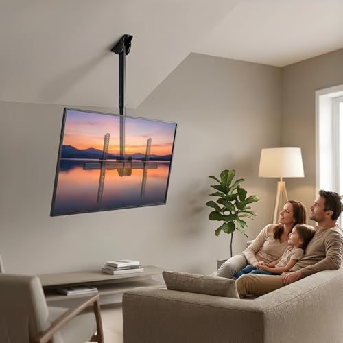 Ceiling TV Mount 32-75 Inch Adjustable Ceiling Mount with 3 Feet Black
