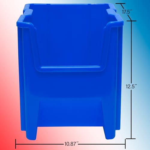 Akro-Mils Stak-N-Store Stackable Plastic Storage Bins 17.5 x 11 x 12.5 in Blue 7.4 Gallons 4-Pack