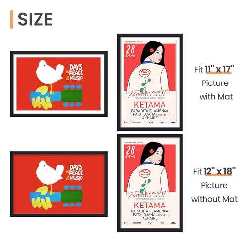 Upsimples 12x18 Black Picture Frame Set of 5 - Gallery Wall Collage Frames
