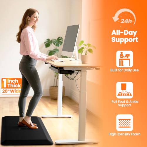 Black 1-Inch Thick Anti-Fatigue Mat for Kitchen & Standing Desk - 20x32 Inches - Variation of THIS listing