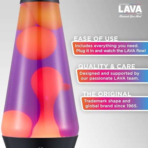 Lava Original 14.5-inch Retro Liquid Motion Lamp - Purple & Yellow Glow