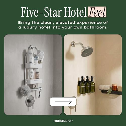 MaisoNovo Refillable Shower Dispenser Set Green & Black, 3-Pack