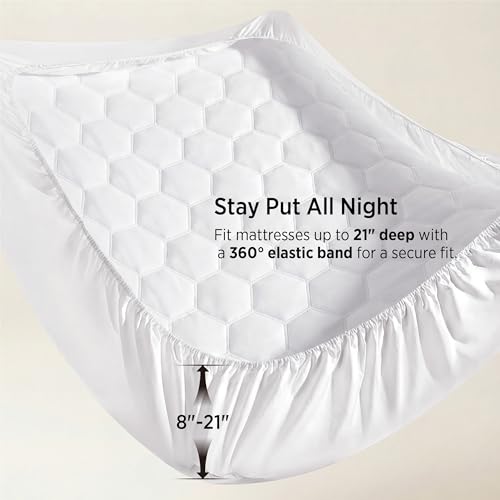 Bedsure King Mattress Pad with Deep Pocket, White, 78x80 Inches