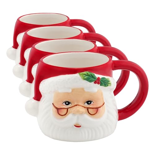 Mr. Christmas Santa Mug, 16 ounces (Pack of 4)