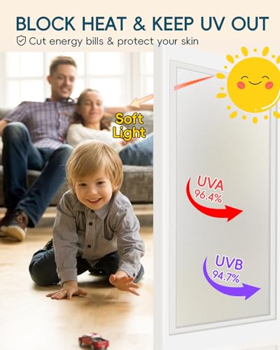 White Frosted Glass Window Privacy Film 23.6 x 157.4 Inches - Reusable Static Cling