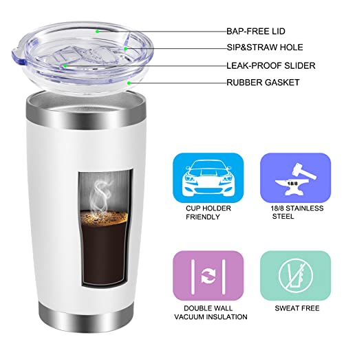 20oz Stainless Steel Travel Tumbler Set - Pack of 12 with Lid & Straw - Powder Coated