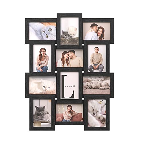 SONGMICS 12-Pack Collage Picture Frames 4x6, Ink Black Wall Decor Set
