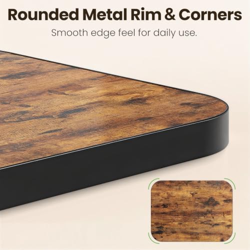 Rustic Brown Folding TV Tray Tables Set of 2 - No Assembly, Metal Rims