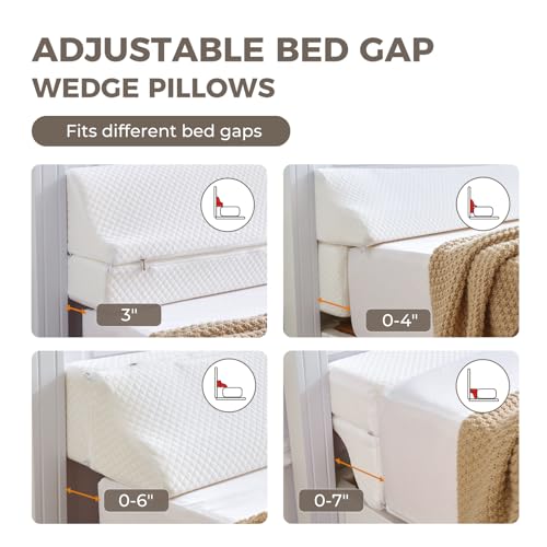 Couzssyhi White King Size Bed Wedge Gap Filler 76x10x6 Inch Adjustable Pillow