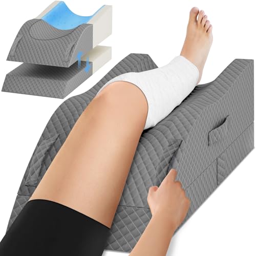TranquilRelax Full Grey Leg Elevation Pillow for Post-Surgery & Support - Single Leg