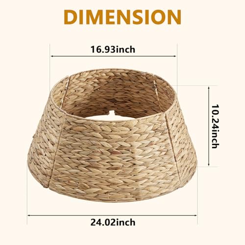 Woven 24 Inch Christmas Tree Collar for 4-7ft Trees - Handwoven Rattan Decor