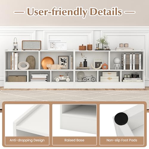 GIANTEX 5 Cube Bookcase - White Freestanding 2-Tier Open Bookshelf