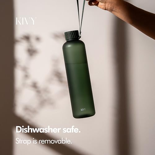 Dark Green 32oz Slim Water Bottle - Tritan, BPA-Free, Shatterproof, Dishwasher Safe