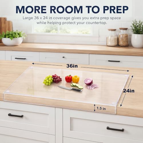 Wesiti Clear Acrylic Cutting Board with Counter Lip - 36 x 24 Inches, Large
