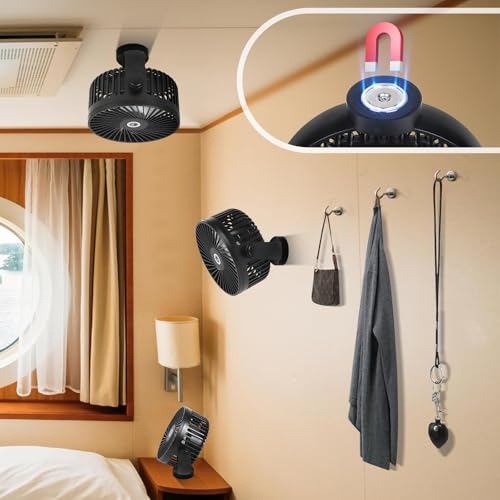 Rechargeable Magnetic Cruise Fan with 12000mAh Power Bank, LED Light & Timer