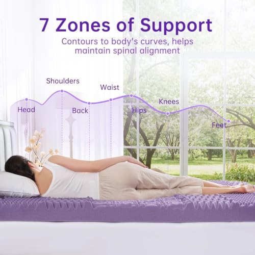 Twin XL Mattress Topper 3 Inch 7-Zone Gel Memory Foam Lavender Infused