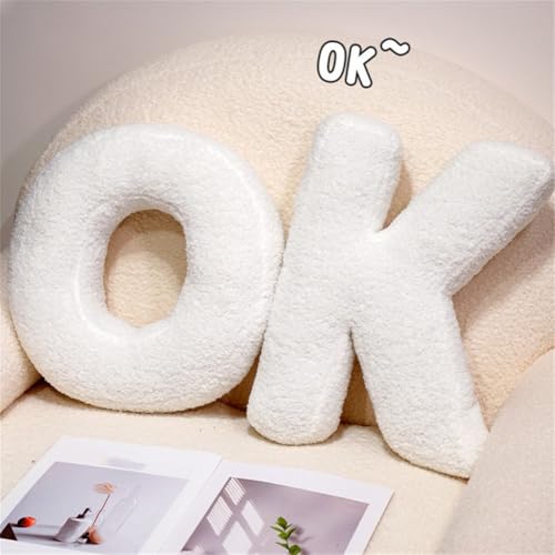 Letter Plush Pillow, Letter Hugging Throw Pillows, Decorative Initial Letter Shaped Throw Pillows for Bed Couch, Letter Pillows English Alphabet A to Z for Sofa Bedroom Living Room Decor (H)