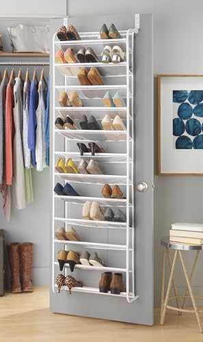 White Over The Door Shoe Organizer 12 Tiers 36-Pair Capacity - Whitmor