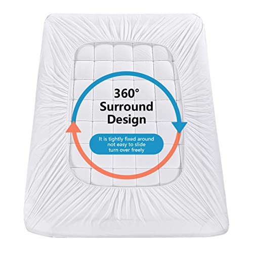 Oaskys Queen Mattress Pad Cover Cooling Deep Pocket Fitted Mattress Topper White