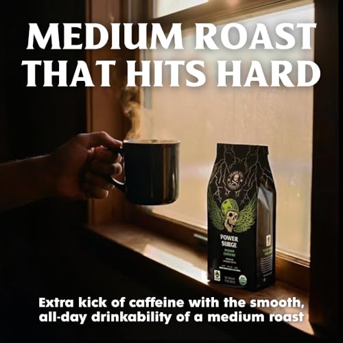 High Caffeine Organic Coffee Pods - Power Surge, 50 Count - Fair Trade, Strong & Bold Flavor