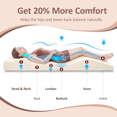 LUKYHONIE 3-in-1 Ergonomic Lash Bed Topper Black 70.8" x 23.6" with Neck & Lumbar Support