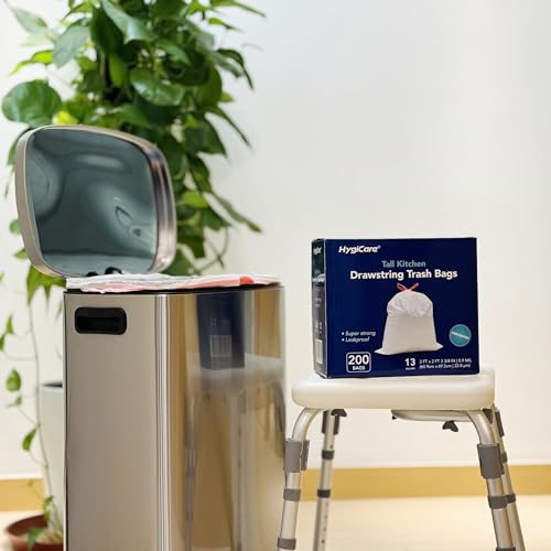 13 Gallon Tall Kitchen Trash Bags - Unscented, Leakproof, 200 Count