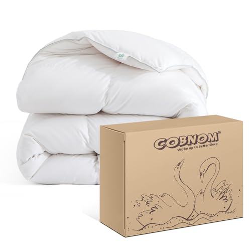 King Size Feather Down Duvet Insert - 100% Organic Cotton Cover, White Variation