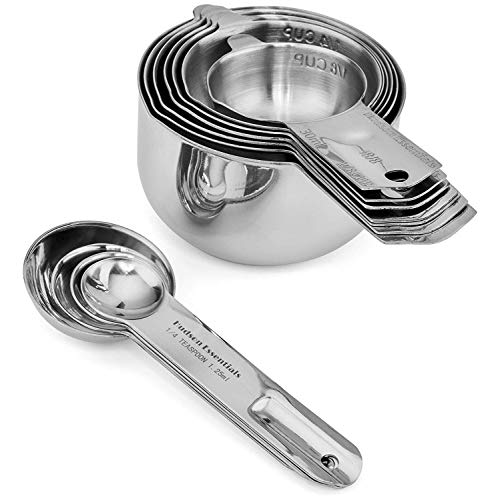 Stainless Steel Measuring Cups and Spoons Set - 11 Piece Stackable Kitchen Tools