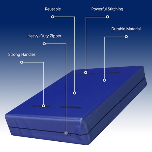 Queen Mattress Bag with 8 Handles - Extra Thick Reusable Moving Cover - Blue, Pack of 2