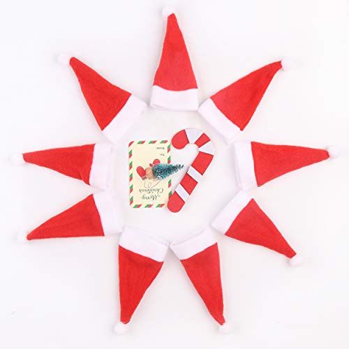 FINGOOO Mini Red Santa Hats,30 Pieces Christmas Hat for Crafts 2.8¡± x 5¡° Small Santa Hats for Xmas Party Table Dinner Decorations