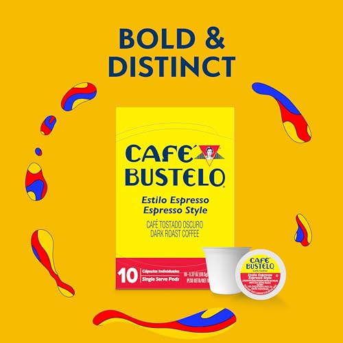 Coffee Pods - Café Bustelo Espresso Dark Roast 10-Count Pack of 6 - Compatible with Keurig