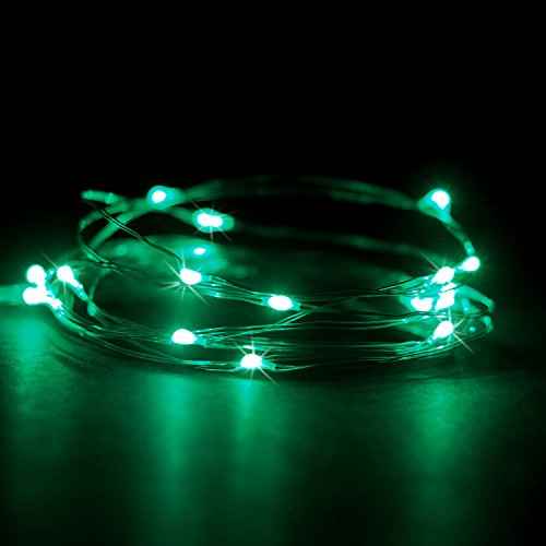 30 LEDs Green Color String Lights Silver Wire Indoor and Outdoor 9.5 Feet Firefly Starry Fairy Lights Battery Powered for DIY, Christmas, Holidays, Party, Bedroom and Centerpieces