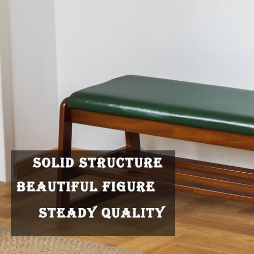 Solid Wood Shoe Bench with Cushion - 21.65 Inch Green Entryway Storage