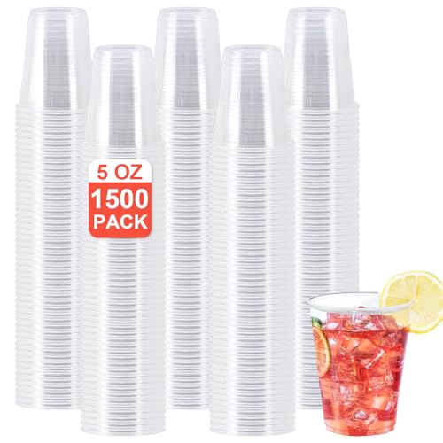 SIUQ 1500 Pack 5 oz Clear Plastic Cups Disposable Party Drinking Cups