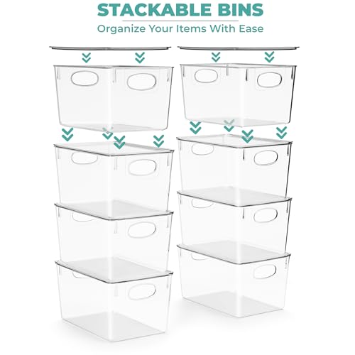 Sorbus Large 8-Pack Clear Toy Storage Bins with Lids - Stackable, Household Organization
