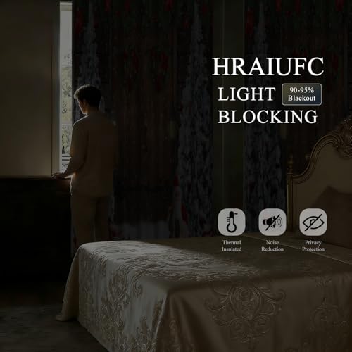 Hraiufc 52x84 Inch Blackout Curtains for Living Room Bedroom Xmas Holiday Decor, Pack of 2