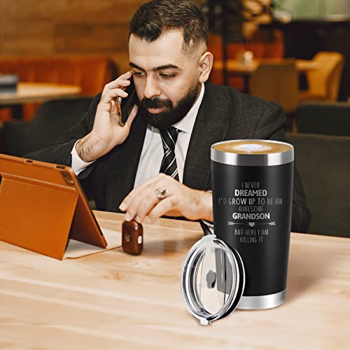 Grandson Travel Tumbler 20oz Stainless Steel Insulated Cup Gift for Men & Women