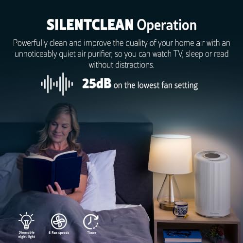 Kenmore Air Purifier with H13 True HEPA Filter - White, 850 Sq.Ft Coverage