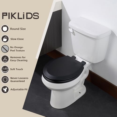 Toilet Seat Soft Close Matte Finish Round Enamel Wood Quick Release