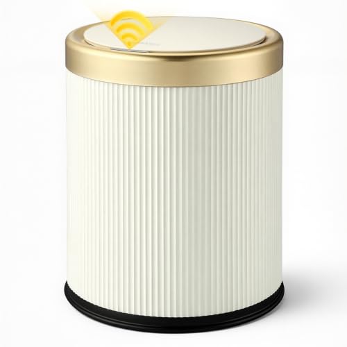 Automatic Bathroom Trash Can with Lid - Motion Sensor, 2.8 Gallon, White