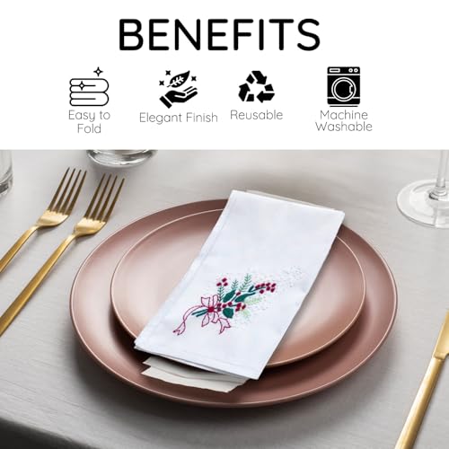 Christmas Embroidered Linen Napkins Set of 6 – 16 x 16 inches, EmbroideryLinen.VN