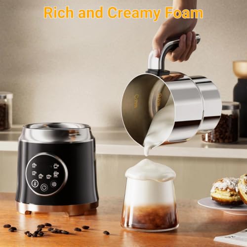 Black Milk Frother with Variable Temperature & Thick Foam, 27oz/800ml Capacity
