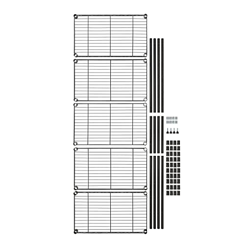5-Shelf Steel Garage Storage Rack - Adjustable Black Warehouse Shelving Unit