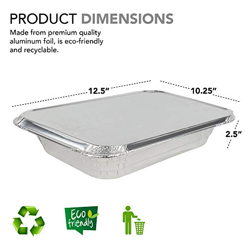 25 Pack Disposable Aluminum Pans with Lids 9x13 for Baking Cooking & Storing - Food Containers
