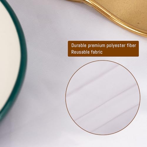 White Round Tablecloth 120 Inch Pack of 10 - Stain Resistant & Washable