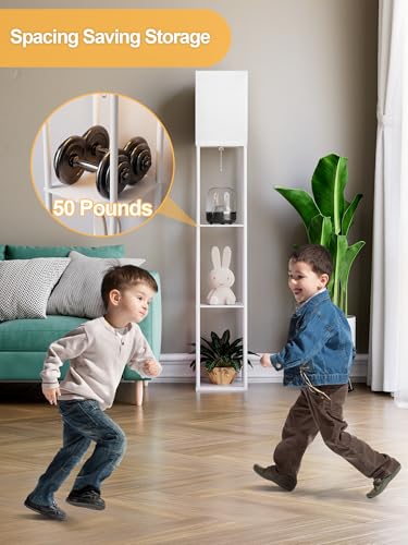 Floor Lamp with Shelves for Living Room White, Shelf 3 CCT LED Bulb,