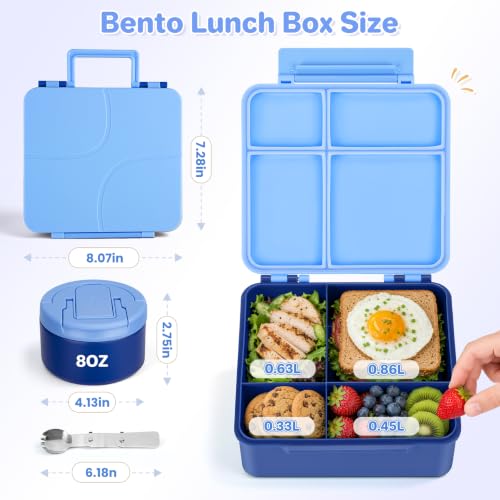 Kids Leakproof Bento Lunch Box with 8oz Insulated Soup Thermo - Blue