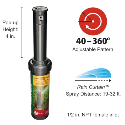 Rain Bird 32SA Gear Drive Rotor 19-32 Feet Full Circle 4-Pack - Water-Saving Sprinkler System