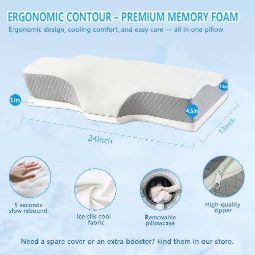 Ergo Cervical Neck Pillow for Pain & Sleep Apnea Snoring Relief, Side