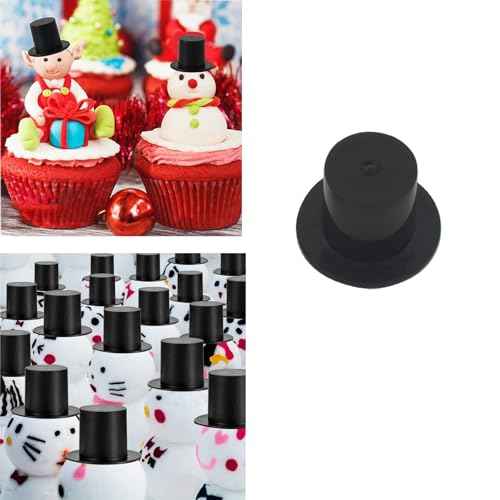 50 Pcs Mini Black Top Hat Plastic Miniature Top Hats Mini Snowman Hats for Crafts DIY